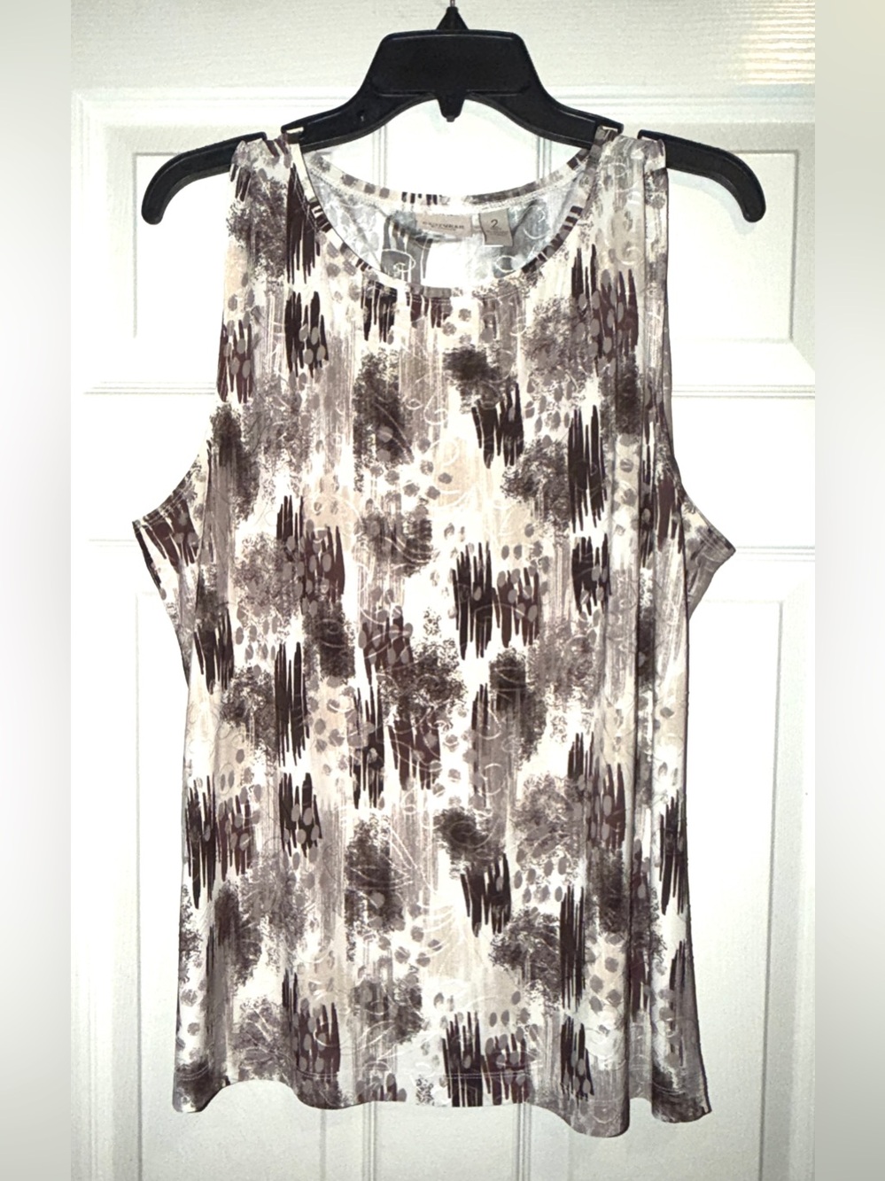 Sleeveless Printed Tank Top - Taupe/White. Easy Wear by Chico’s